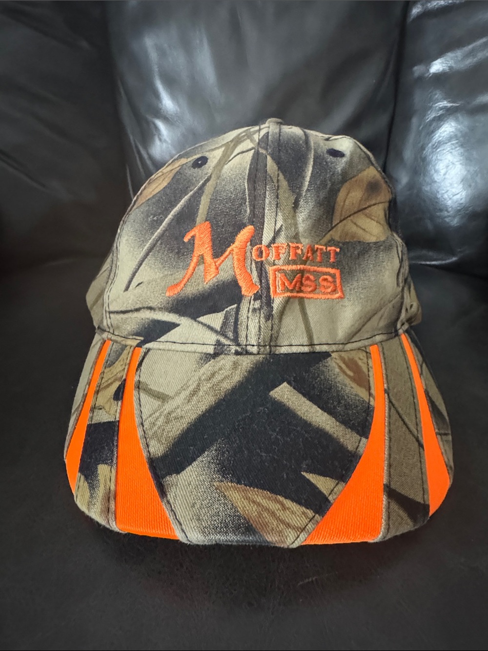 Moffatt MSS Camo Hunting Cap with Blaze Orange Accents